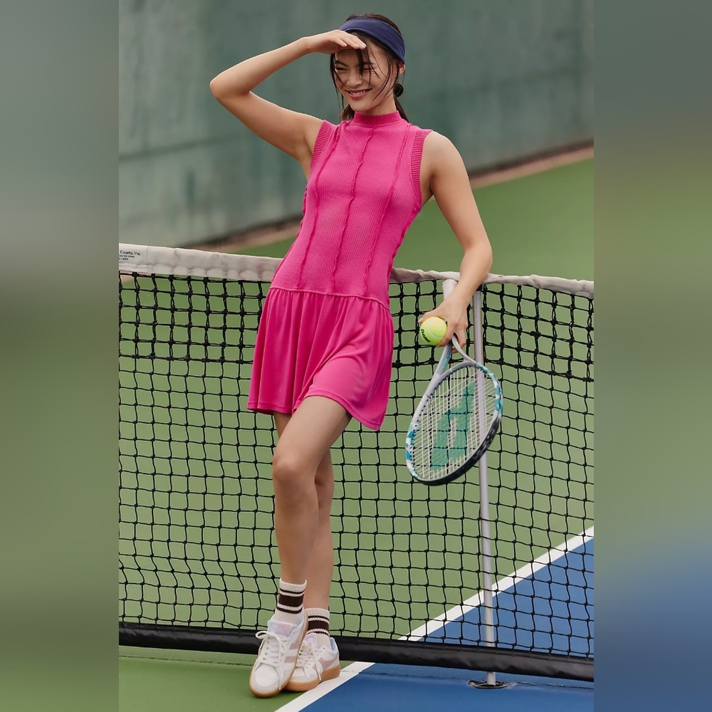 Daily Practice Buzzer Beater Sleeveless Mini Dress ANTHROPOLOGIE PINK MEDIUM NWT